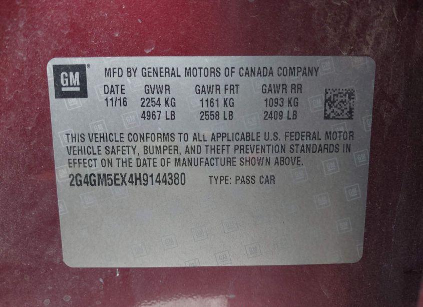 Photo 9 of 2017 Buick Regal TURBO (VIN 2G4GM5EX4H9144380)