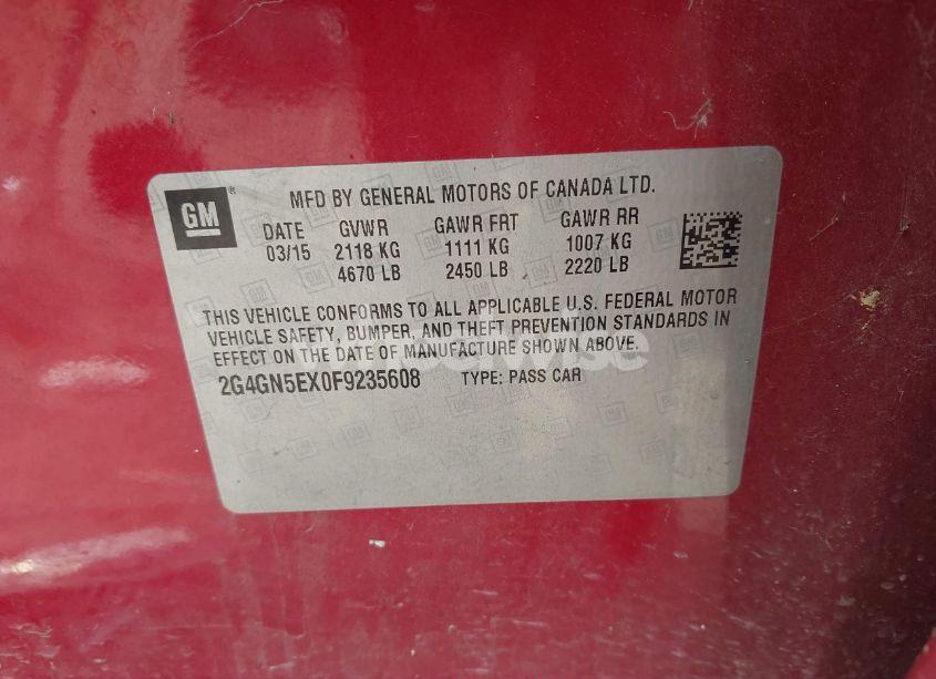 Photo 9 of 2015 Buick Regal TURBO/E-ASSIST PREMIUM I (VIN 2G4GN5EX0F9235608)