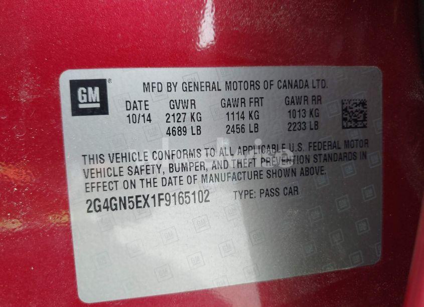 Photo 9 of 2015 Buick Regal TURBO/E-ASSIST PREMIUM I (VIN 2G4GN5EX1F9165102)