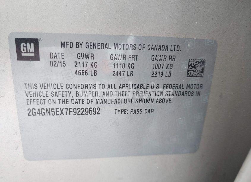 Photo 9 of 2015 Buick Regal TURBO/E-ASSIST PREMIUM I (VIN 2G4GN5EX7F9229692)