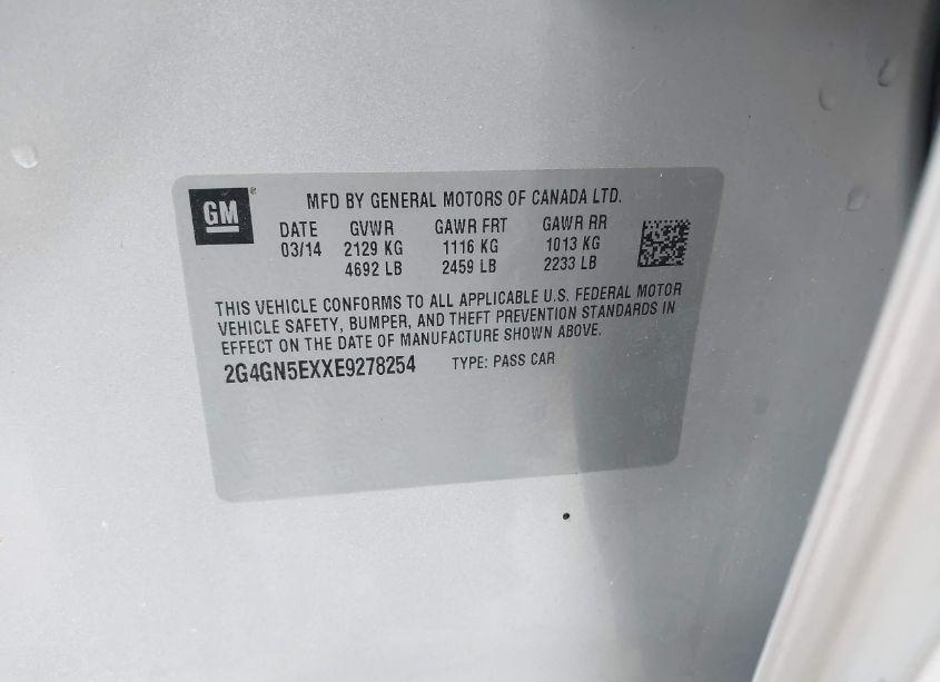 Photo 9 of 2014 Buick Regal TURBO/E-ASSIST PREMIUM I (VIN 2G4GN5EXXE9278254)