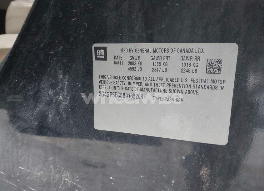 Photo 9 of 2011 Buick Regal CXL OSHAWA (VIN 2G4GP5EC5B9185208)