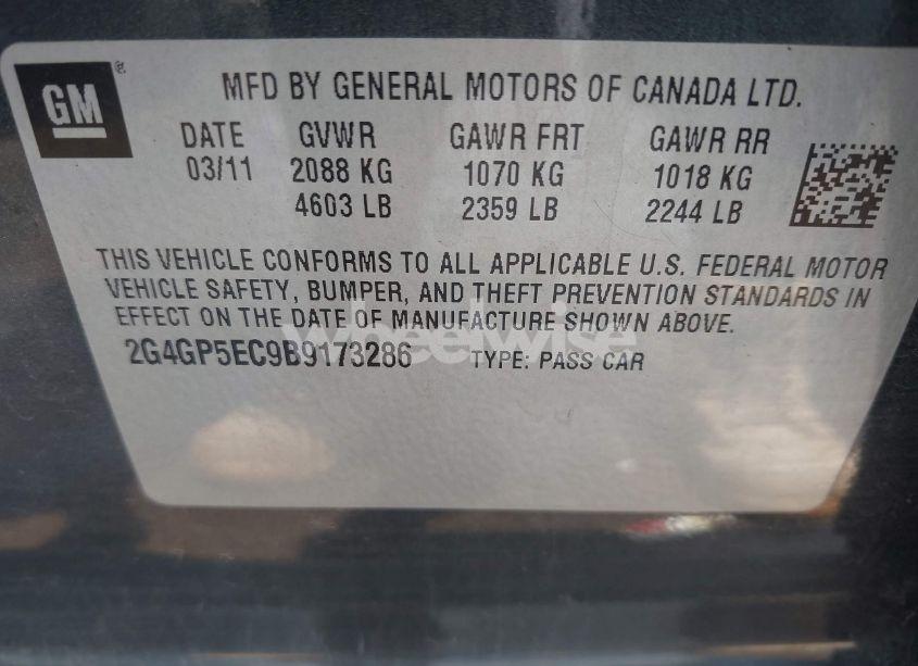 Photo 9 of 2011 Buick Regal CXL OSHAWA (VIN 2G4GP5EC9B9173286)