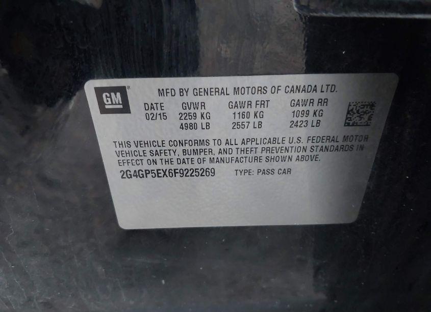 Photo 9 of 2015 Buick Regal TURBO PREMIUM I (VIN 2G4GP5EX6F9225269)