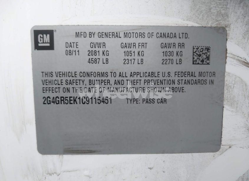 Photo 9 of 2012 Buick Regal (VIN 2G4GR5EK1C9115451)