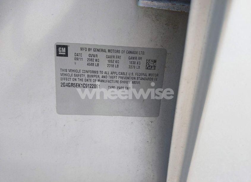 Photo 9 of 2012 Buick Regal (VIN 2G4GR5EK1C9122061)