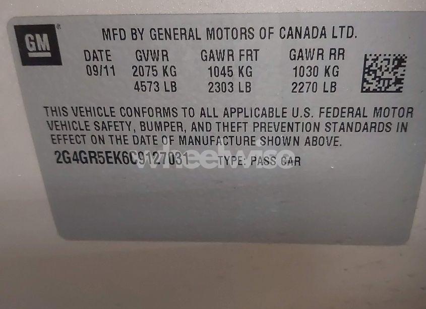 Photo 9 of 2012 Buick Regal (VIN 2G4GR5EK6C9127031)