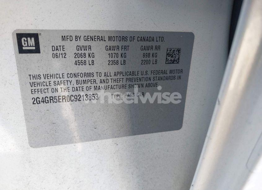 Photo 9 of 2012 Buick Regal (VIN 2G4GR5ER0C9213853)