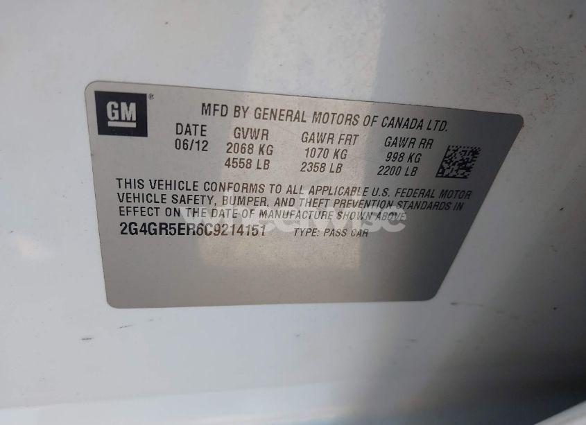 Photo 9 of 2012 Buick Regal (VIN 2G4GR5ER6C9214151)