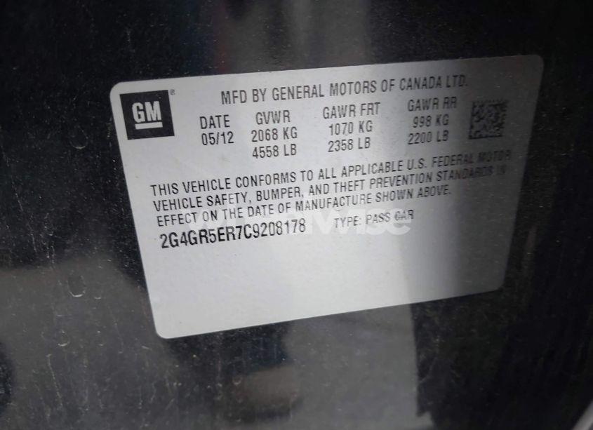 Photo 9 of 2012 Buick Regal (VIN 2G4GR5ER7C9208178)