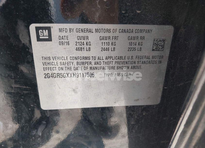 Photo 9 of 2017 Buick Regal TURBO PREMIUM II (VIN 2G4GR5GXXH9117506)