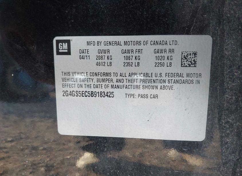 Photo 9 of 2011 Buick Regal CXL OSHAWA (VIN 2G4GS5EC5B9183425)