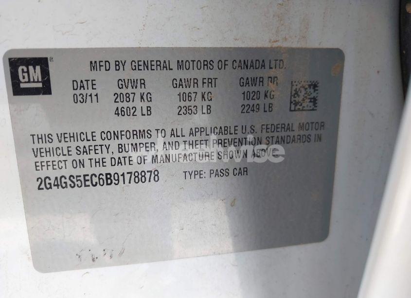 Photo 9 of 2011 Buick Regal CXL OSHAWA (VIN 2G4GS5EC6B9178878)