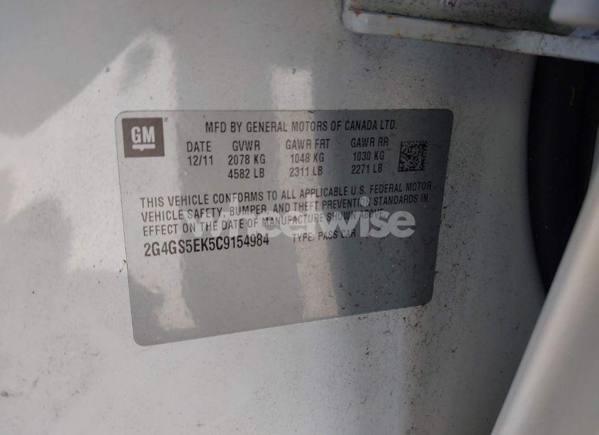 Photo 9 of 2012 Buick Regal PREMIUM 1 (VIN 2G4GS5EK5C9154984)