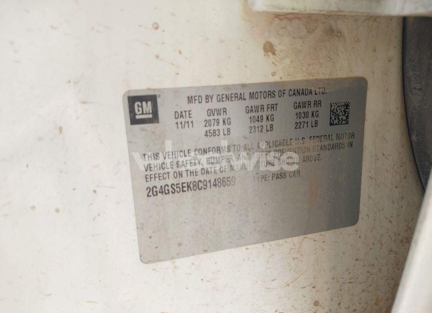 Photo 9 of 2012 Buick Regal PREMIUM 1 (VIN 2G4GS5EK8C9148659)