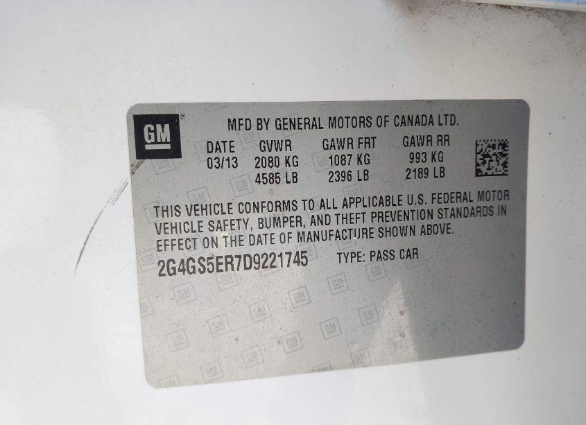 Photo 9 of 2013 Buick Regal PREMIUM 1 (VIN 2G4GS5ER7D9221745)