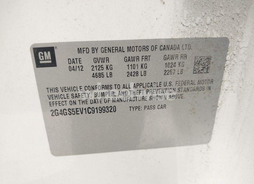 Photo 9 of 2012 Buick Regal TURBO - PREMIUM 1 (VIN 2G4GS5EV1C9199320)