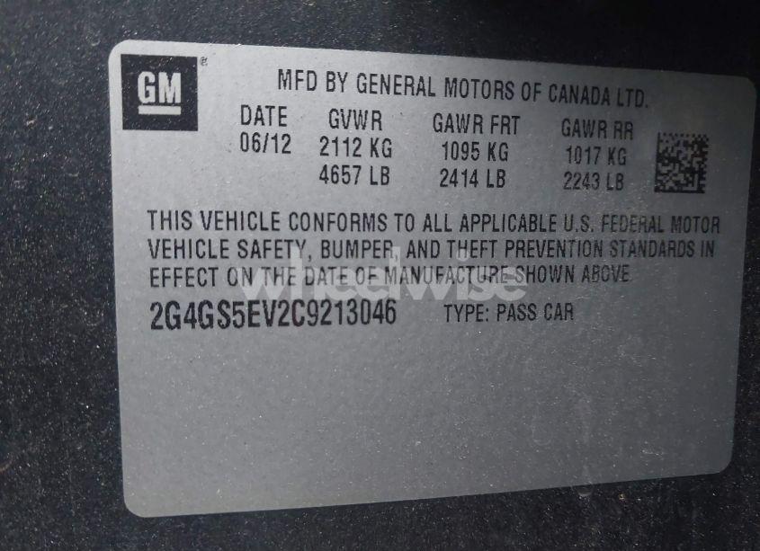 Photo 9 of 2012 Buick Regal TURBO - PREMIUM 1 (VIN 2G4GS5EV2C9213046)