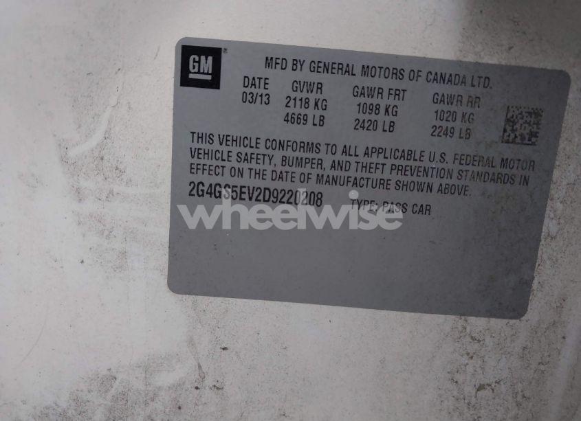 Photo 9 of 2013 Buick Regal TURBO - PREMIUM 1 (VIN 2G4GS5EV2D9220208)