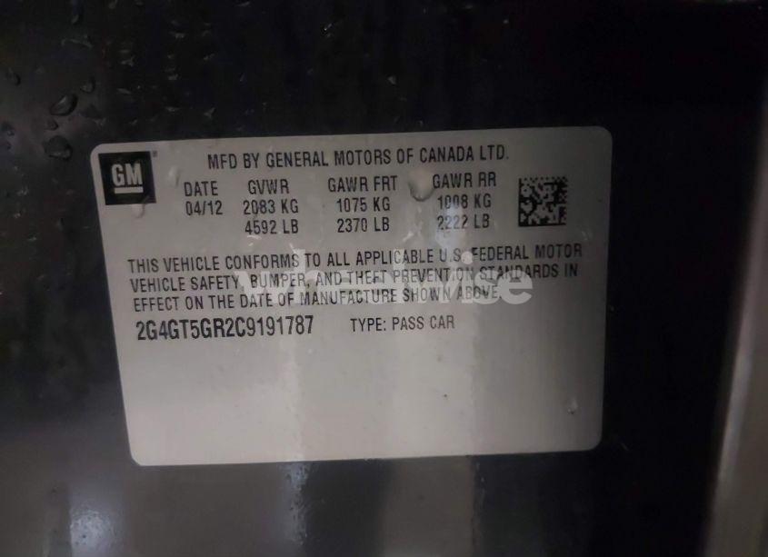 Photo 9 of 2012 Buick Regal PREMIUM 2 (VIN 2G4GT5GR2C9191787)