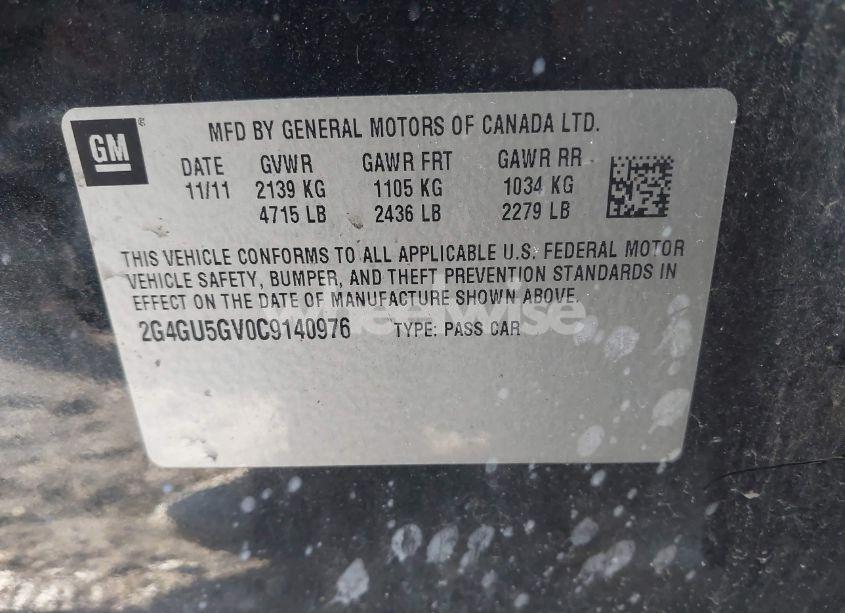 Photo 9 of 2012 Buick Regal TURBO - PREMIUM 3 (VIN 2G4GU5GV0C9140976)