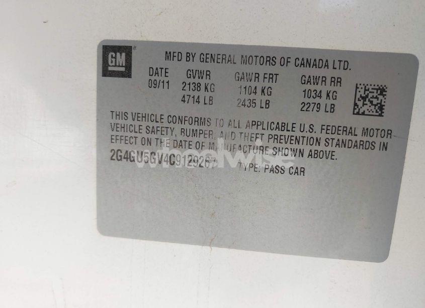 Photo 9 of 2012 Buick Regal TURBO - PREMIUM 3 (VIN 2G4GU5GV4C9129267)