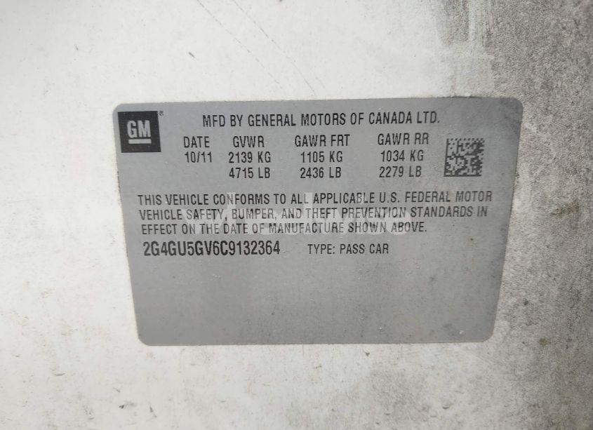 Photo 9 of 2012 Buick Regal TURBO - PREMIUM 3 (VIN 2G4GU5GV6C9132364)