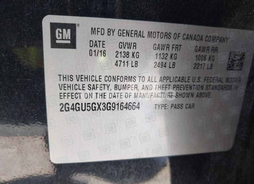 Photo 9 of 2016 Buick Regal TURBO GS (VIN 2G4GU5GX3G9164664)