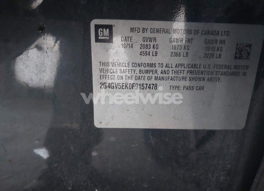 Photo 9 of 2015 Buick Regal 1FL (VIN 2G4GV5EK0F9157478)