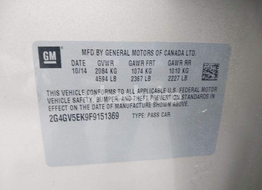 Photo 9 of 2015 Buick Regal 1FL (VIN 2G4GV5EK9F9151369)