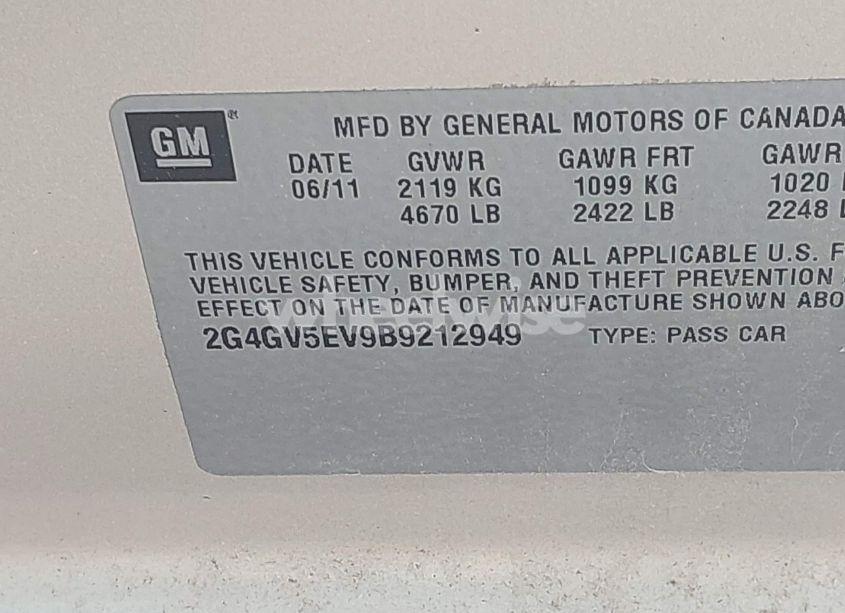 Photo 9 of 2011 Buick Regal CXL TURBO OSHAWA (VIN 2G4GV5EV9B9212949)