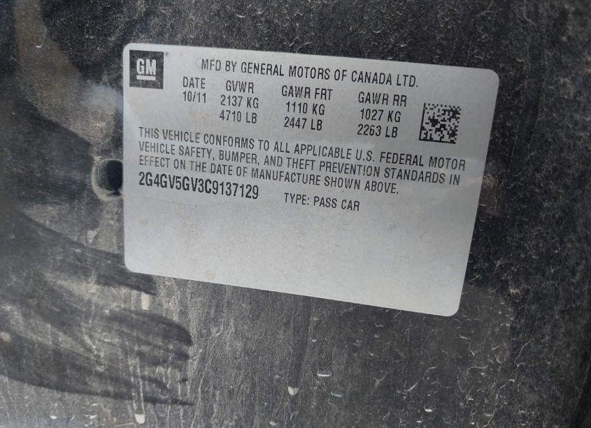 Photo 9 of 2012 Buick Regal GS (VIN 2G4GV5GV3C9137129)