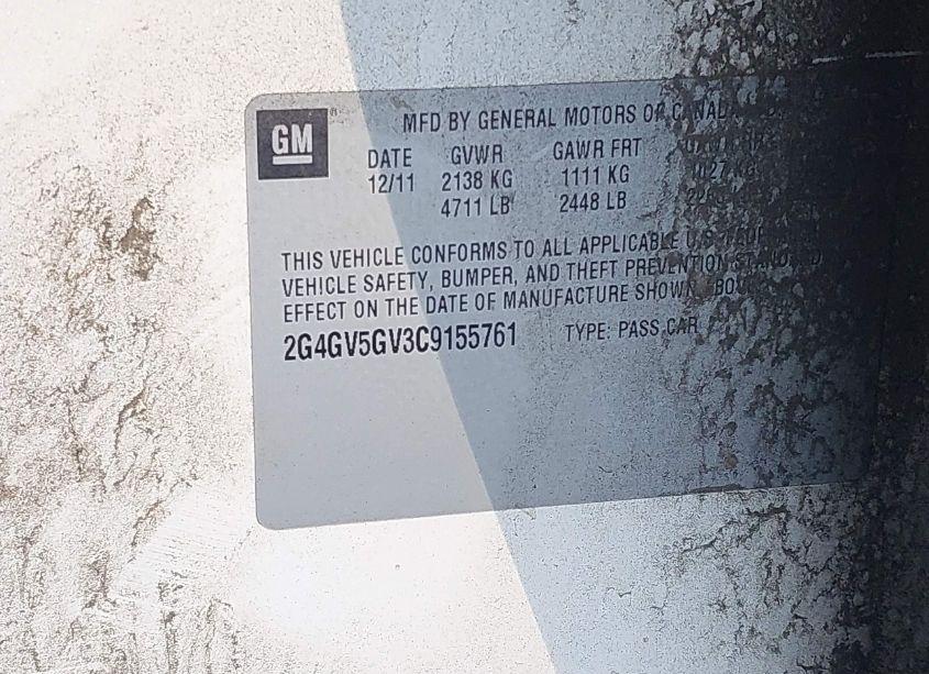 Photo 9 of 2012 Buick Regal GS (VIN 2G4GV5GV3C9155761)