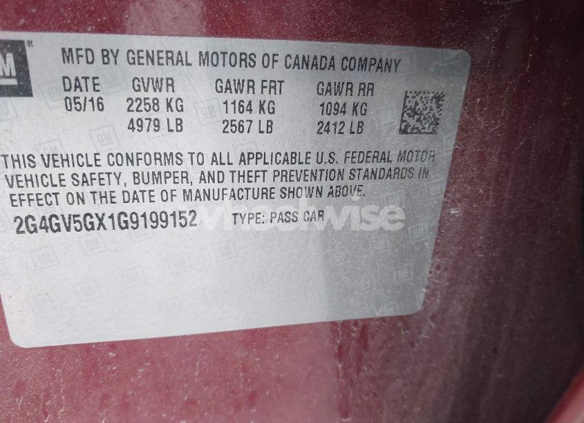 Photo 9 of 2016 Buick Regal TURBO GS (VIN 2G4GV5GX1G9199152)