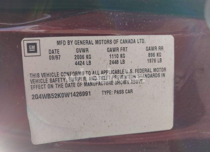 Photo 9 of 1998 Buick Regal LS (VIN 2G4WB52K0W1426991)