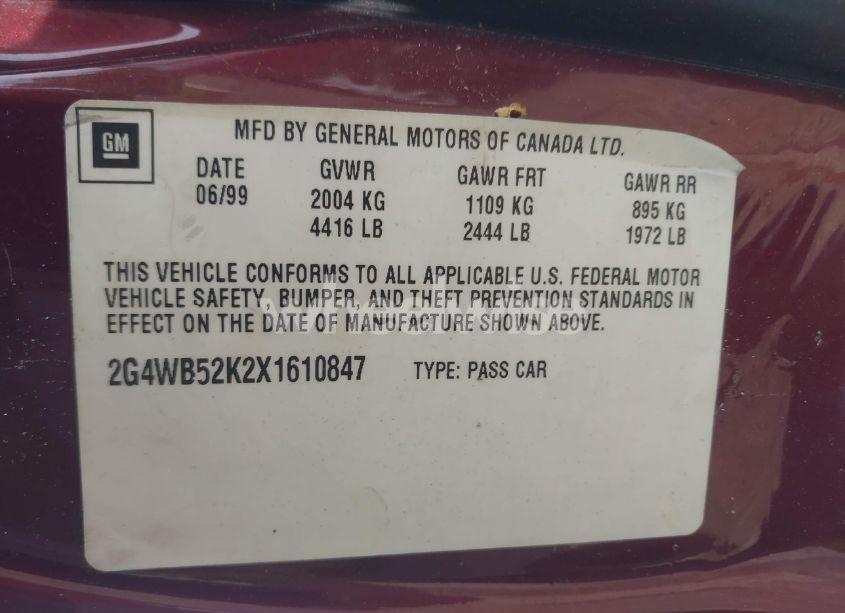 Photo 9 of 1999 Buick Regal LS (VIN 2G4WB52K2X1610847)