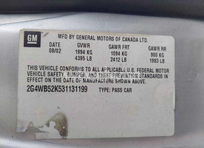 Photo 9 of 2003 Buick Regal LS (VIN 2G4WB52K531131199)