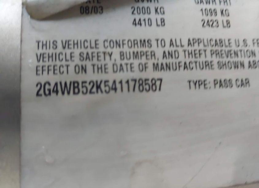 Photo 9 of 2004 Buick Regal LS (VIN 2G4WB52K541178587)