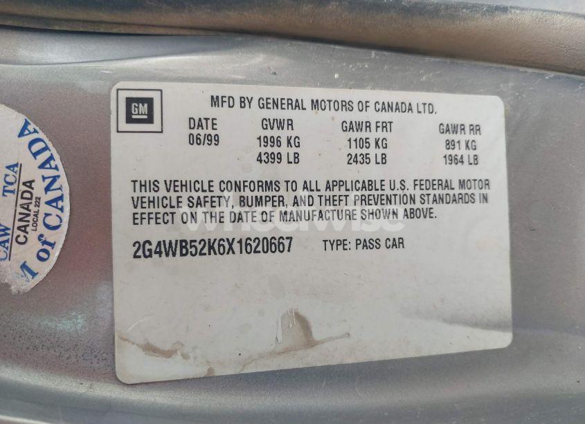 Photo 9 of 1999 Buick Regal LS (VIN 2G4WB52K6X1620667)