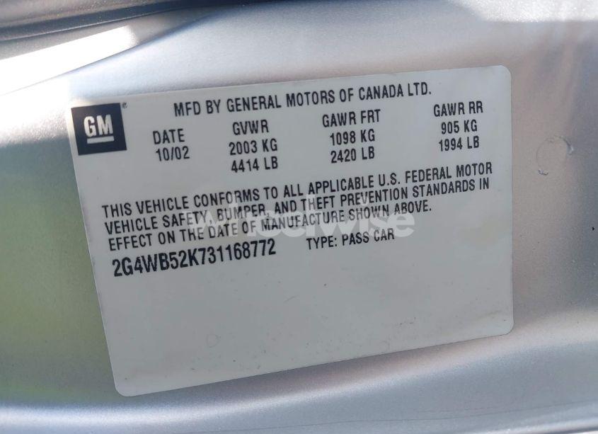 Photo 9 of 2003 Buick Regal LS (VIN 2G4WB52K731168772)