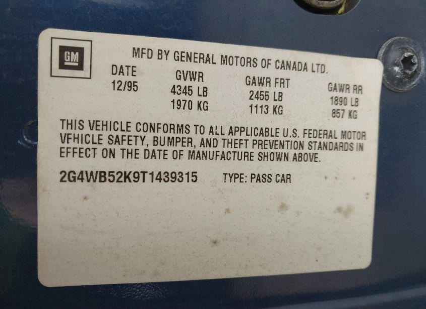 Photo 9 of 1996 Buick Regal CUSTOM (VIN 2G4WB52K9T1439315)