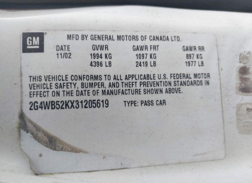 Photo 9 of 2003 Buick Regal LS (VIN 2G4WB52KX31205619)