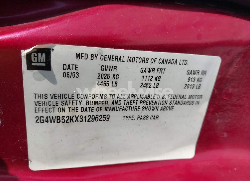 Photo 9 of 2003 Buick Regal LS (VIN 2G4WB52KX31296259)