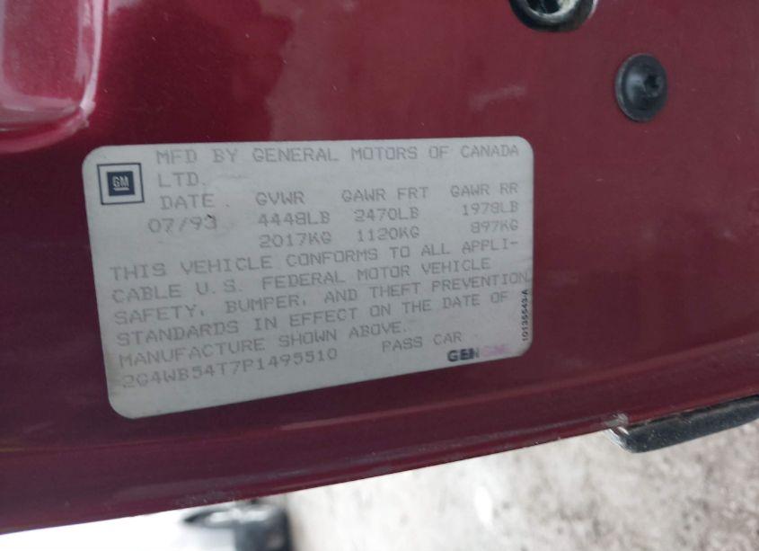 Photo 9 of 1993 Buick Regal CUSTOM (VIN 2G4WB54T7P1495510)