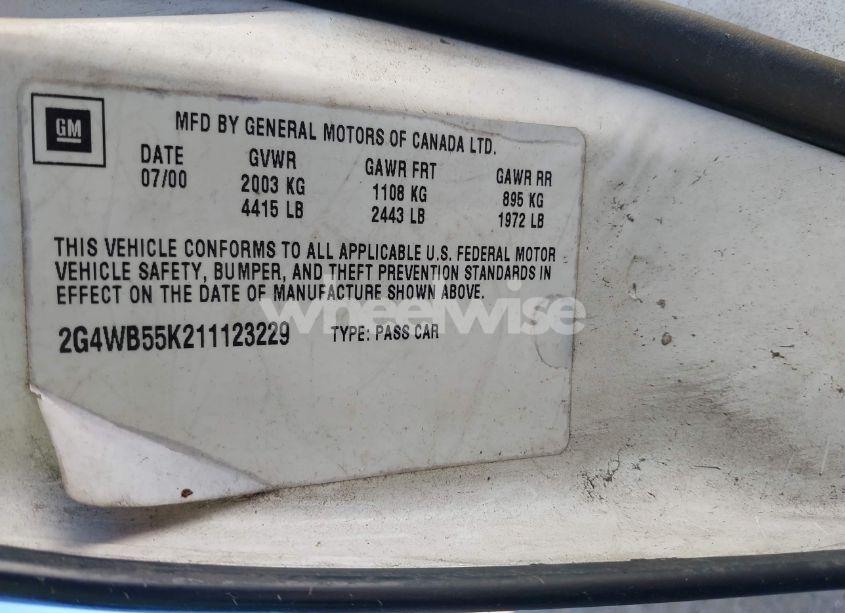 Photo 9 of 2001 Buick Regal LS (VIN 2G4WB55K211123229)