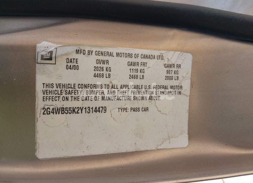 Photo 9 of 2000 Buick Regal LS (VIN 2G4WB55K2Y1314479)