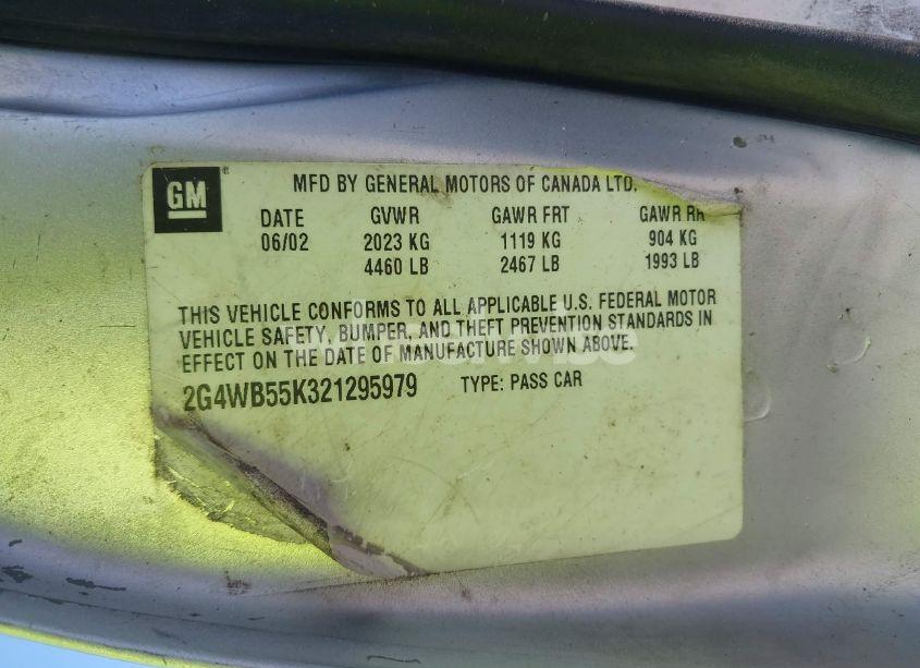 Photo 9 of 2002 Buick Regal LS (VIN 2G4WB55K321295979)