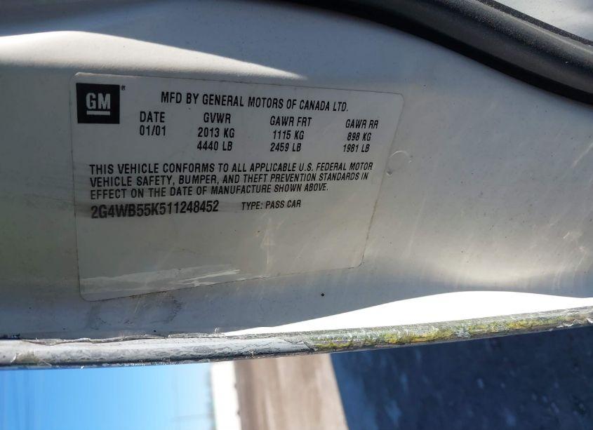 Photo 9 of 2001 Buick Regal LS (VIN 2G4WB55K511248452)