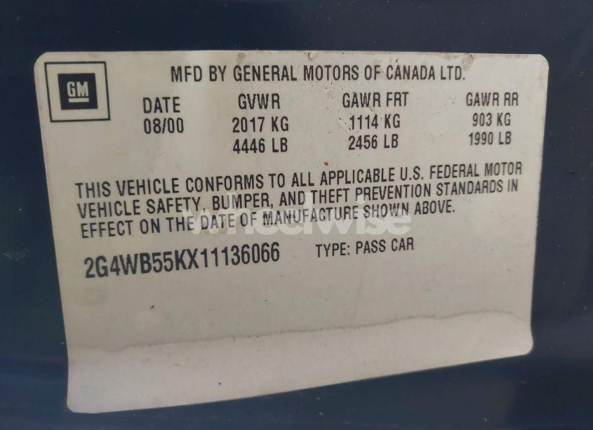 Photo 9 of 2001 Buick Regal LS (VIN 2G4WB55KX11136066)