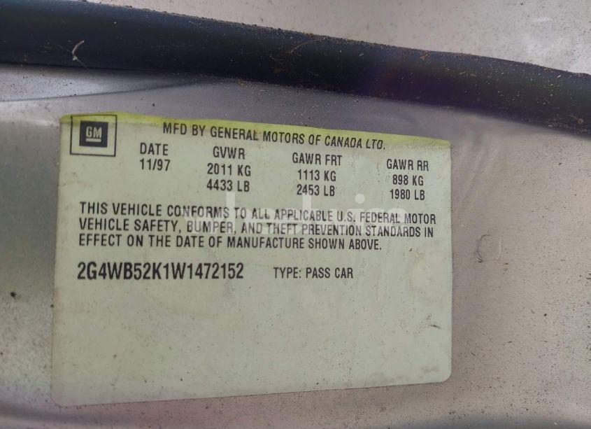 Photo 9 of 2001 Buick Regal LS (VIN 2G4WB55KX11308676)